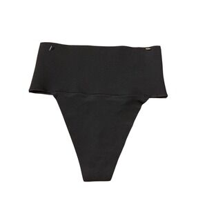 Curve Necessities Black High Waisted Thong Shapewear Seamless Compression Small